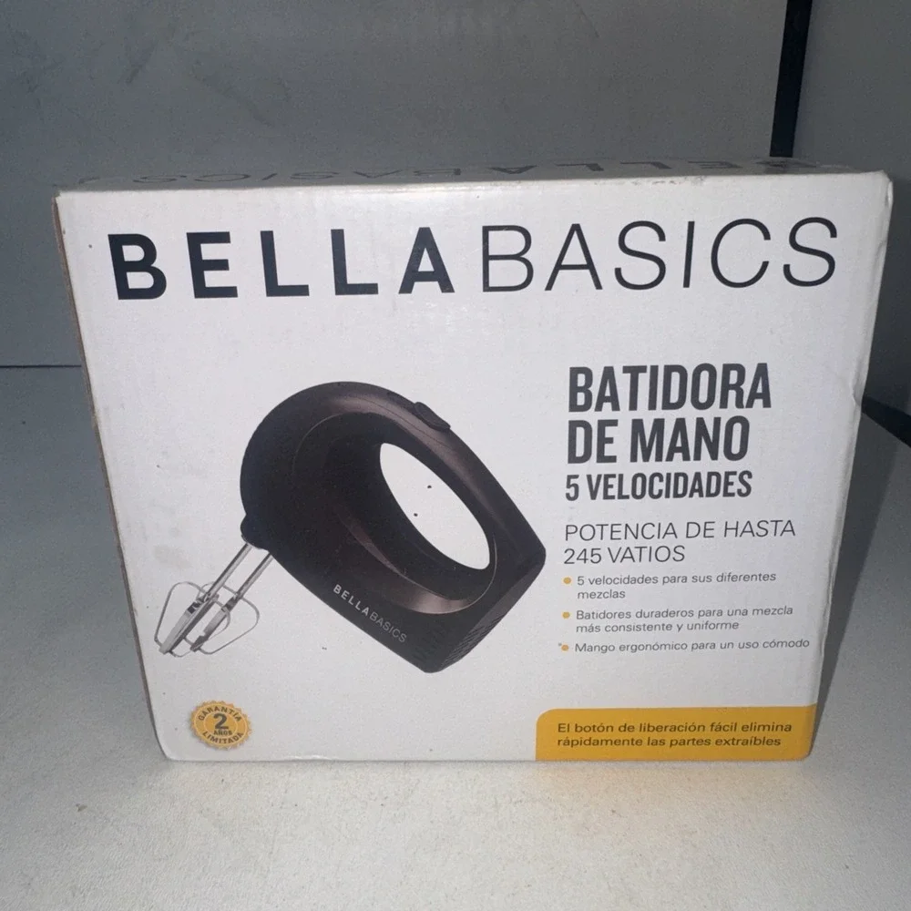 Bella Basics Hand Mixer 5-Speed Black Brand New In Box Never Used